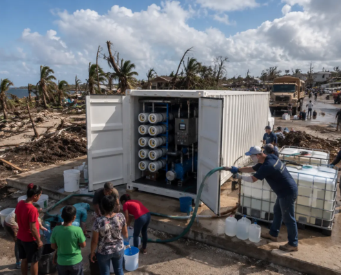 Containerized desalination system humanitarian response