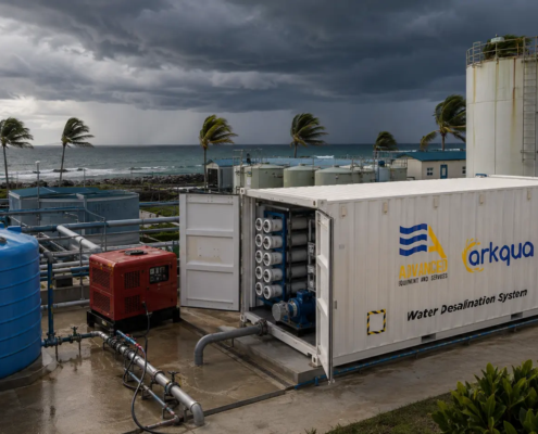 Containerized emergency water treatment system prepared for hurricane season