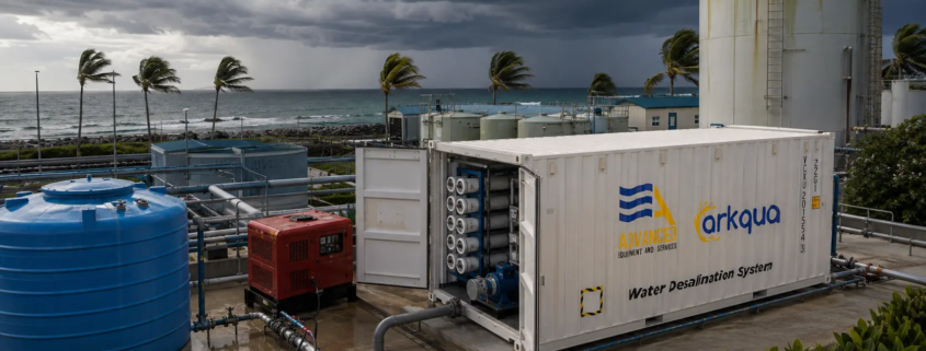 Containerized emergency water treatment system prepared for hurricane season