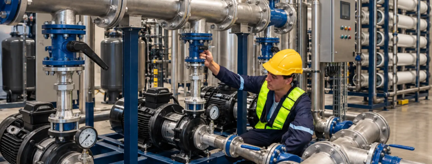 Pump skid system water treatment