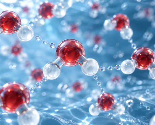 visualization of ultrapure water molecules used in industrial water treatment