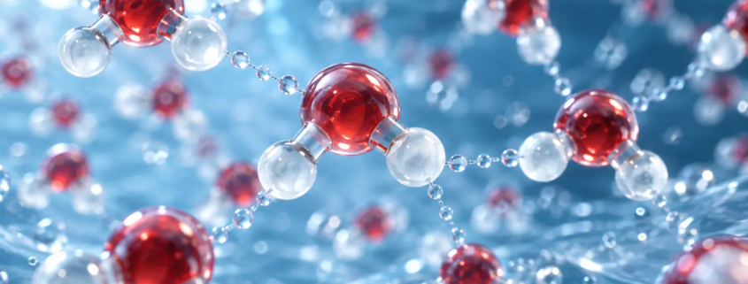 visualization of ultrapure water molecules used in industrial water treatment